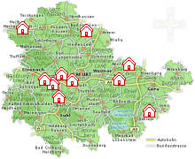 Karte Wellnesshotels Thüringen